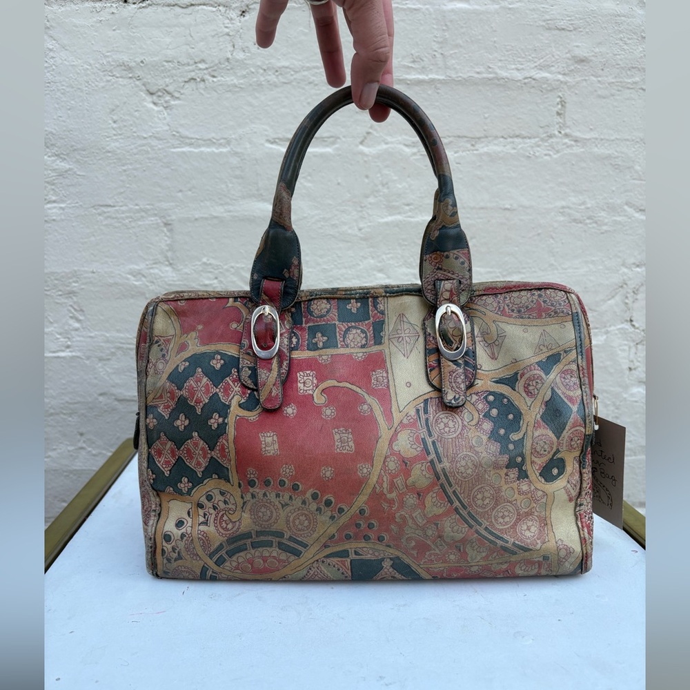 Vintage Hand Painted Dome Satchel Handbag - Picture 2 of 7